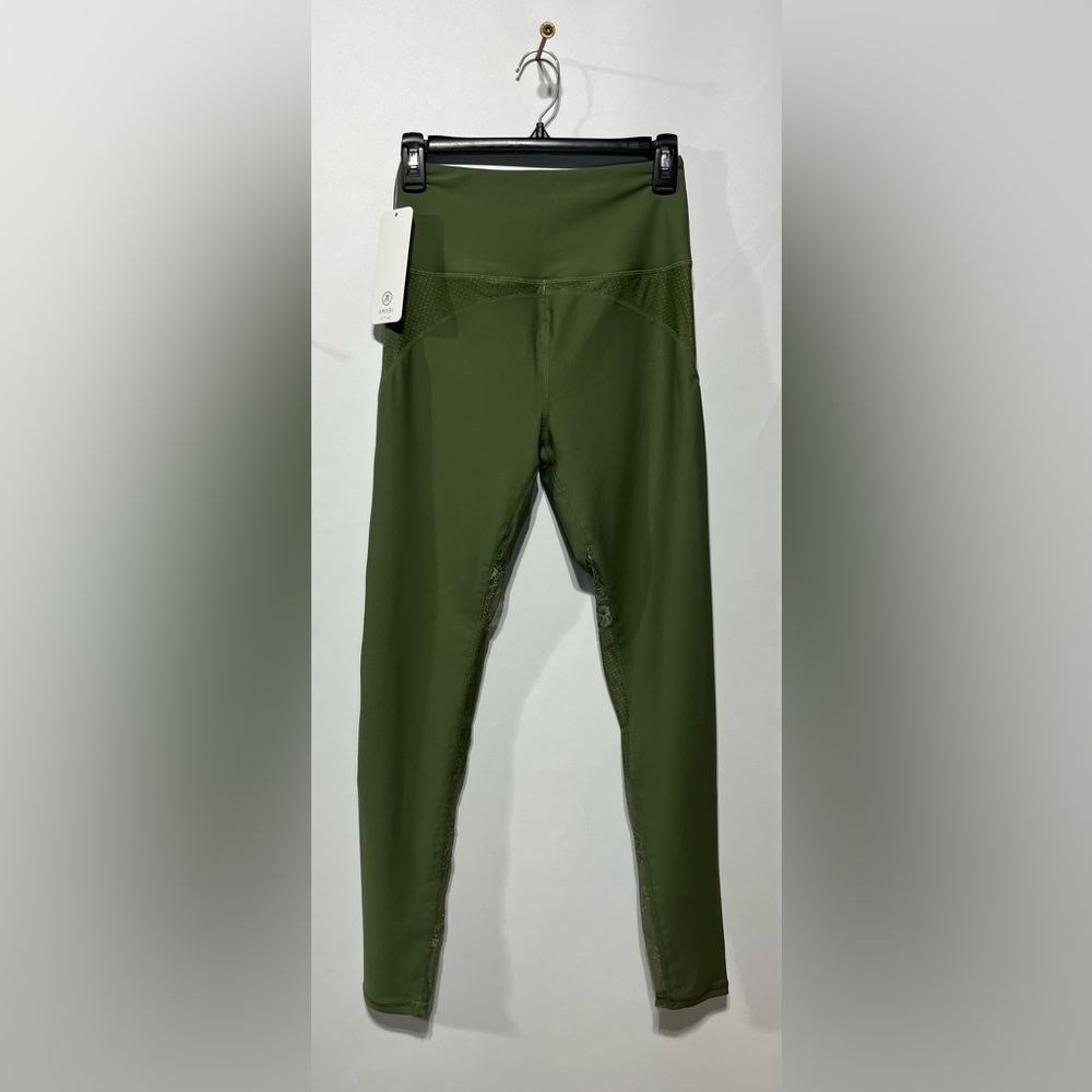 AMARI ACTIVE Performance Leggings In Olive Green Stylish Lace‎ Size Medium NWT